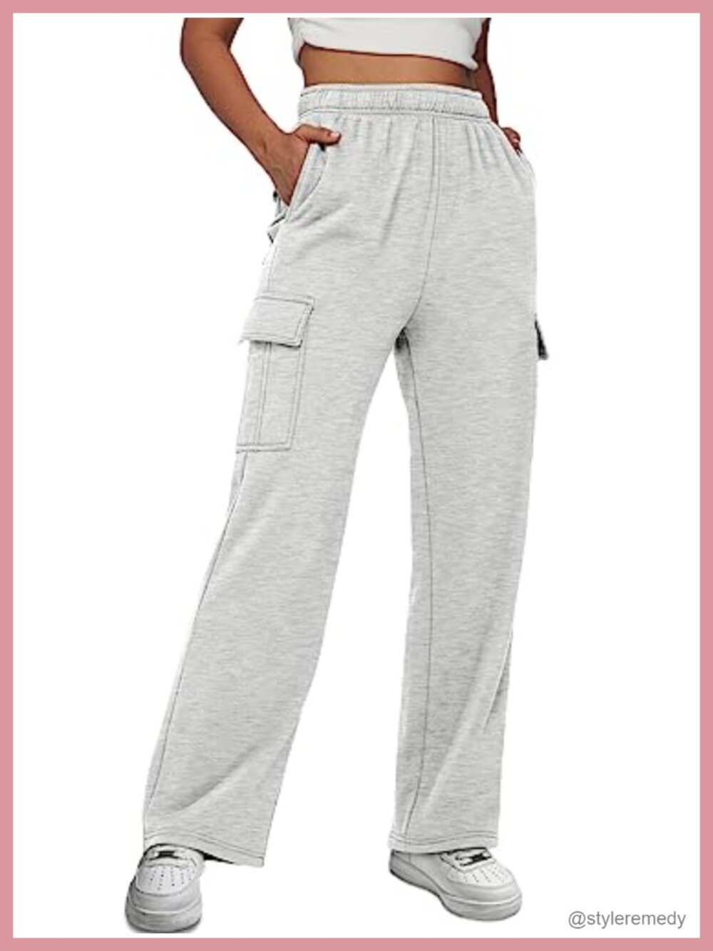 Womens Cargo Sweatpants Baggy High Waisted Cotton Drawstring Joggers